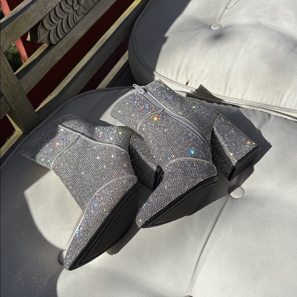 RHINESTONES A New Day Rhinestone Ankle Booties with BLOCK HEEL- NWOT - Picture 9 of 9